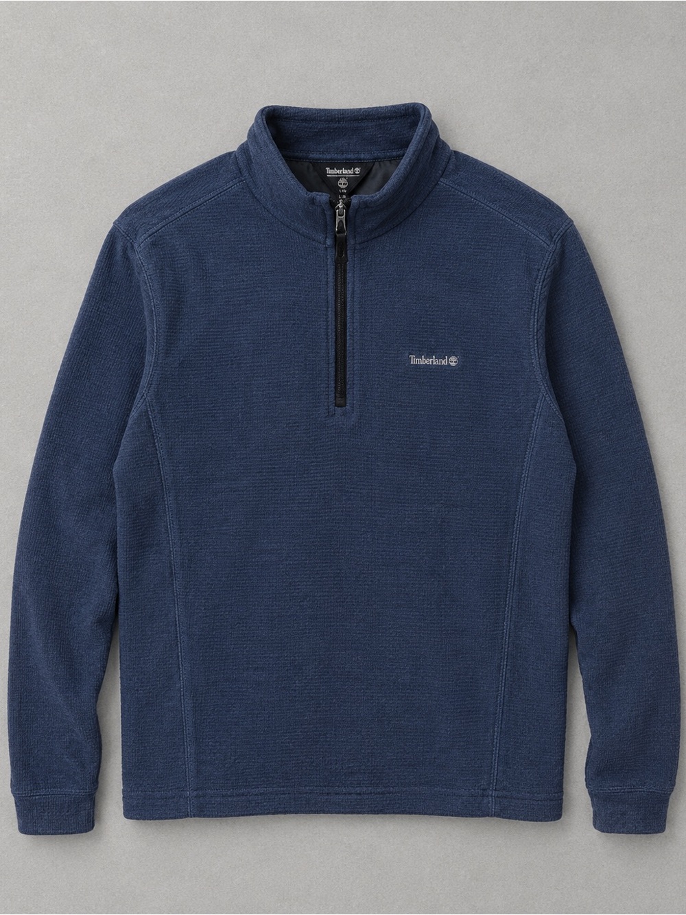 Timberland Navy Blue Waffle Grid Fleece Quarter Zip Pullover Large